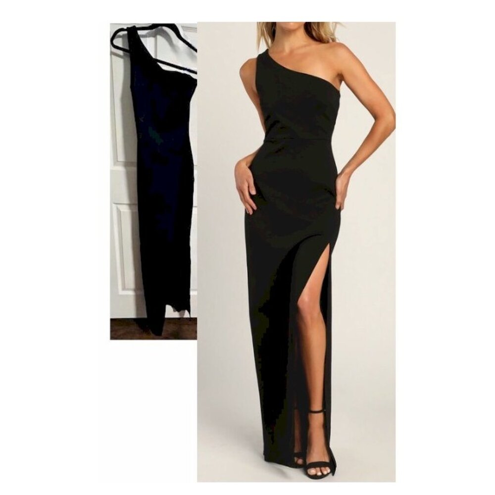 Lulus Good Times Only Black One-Shoulder Maxi Dress XXS No Size Tag - Picture 3 of 7